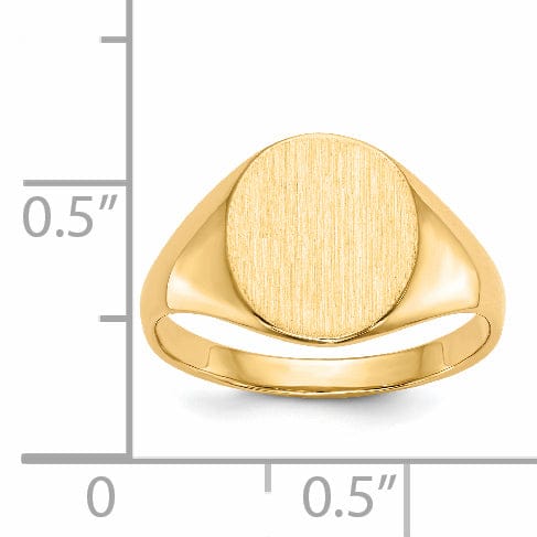 14k Yellow Gold Brushed Solid Polished Signet Ring