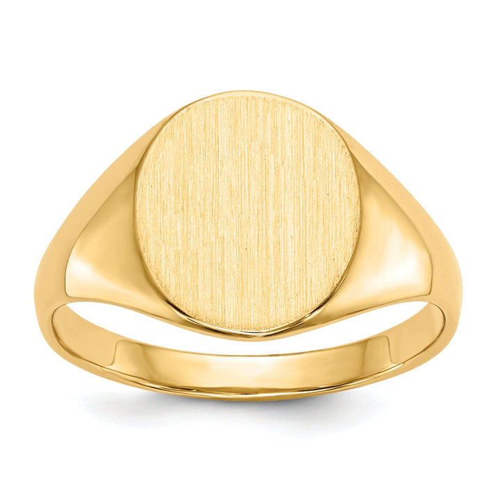 14k Yellow Gold Brushed Solid Polished Signet Ring