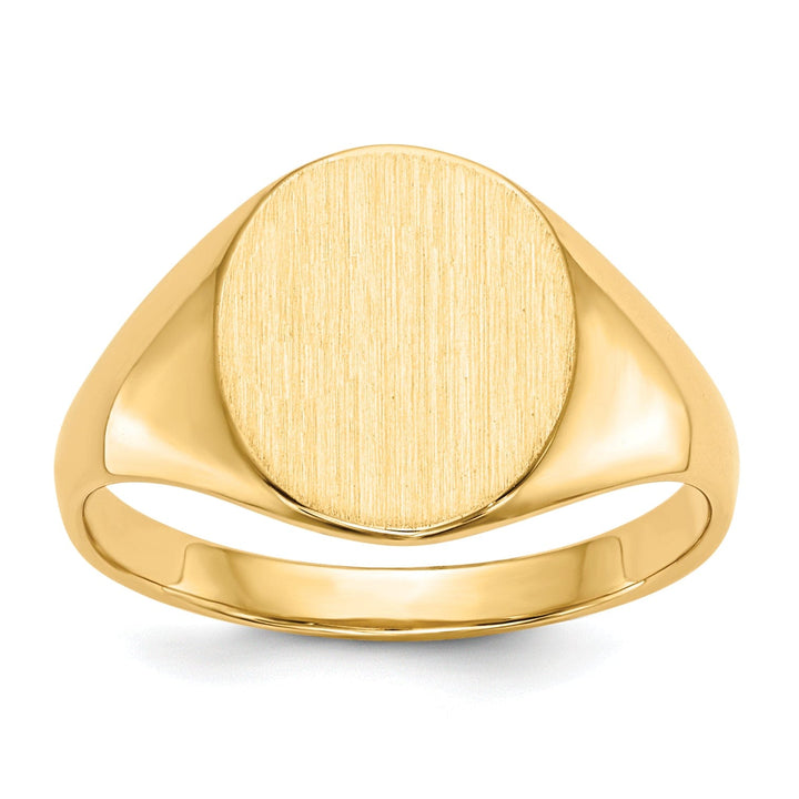 14k Yellow Gold Brushed Solid Polished Signet Ring