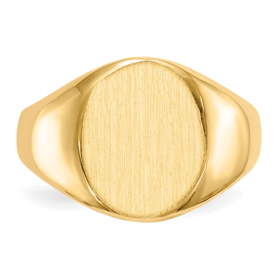 14k Yellow Gold Brushed Solid Polished Signet Ring