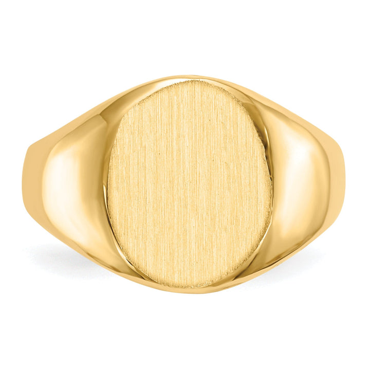 14k Yellow Gold Brushed Solid Polished Signet Ring