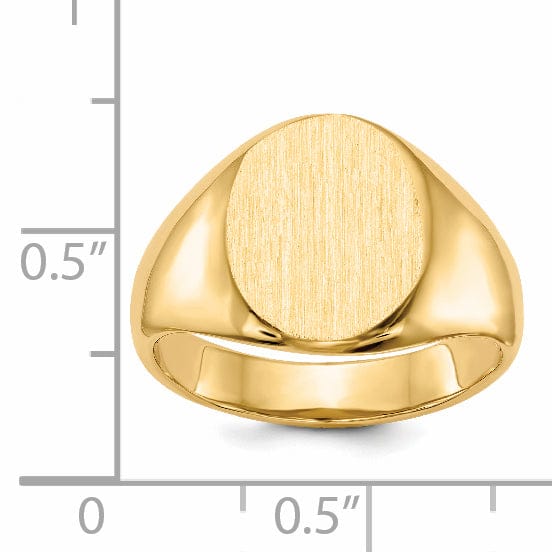 14k Yellow Gold Brushed Solid Polished Signet Ring