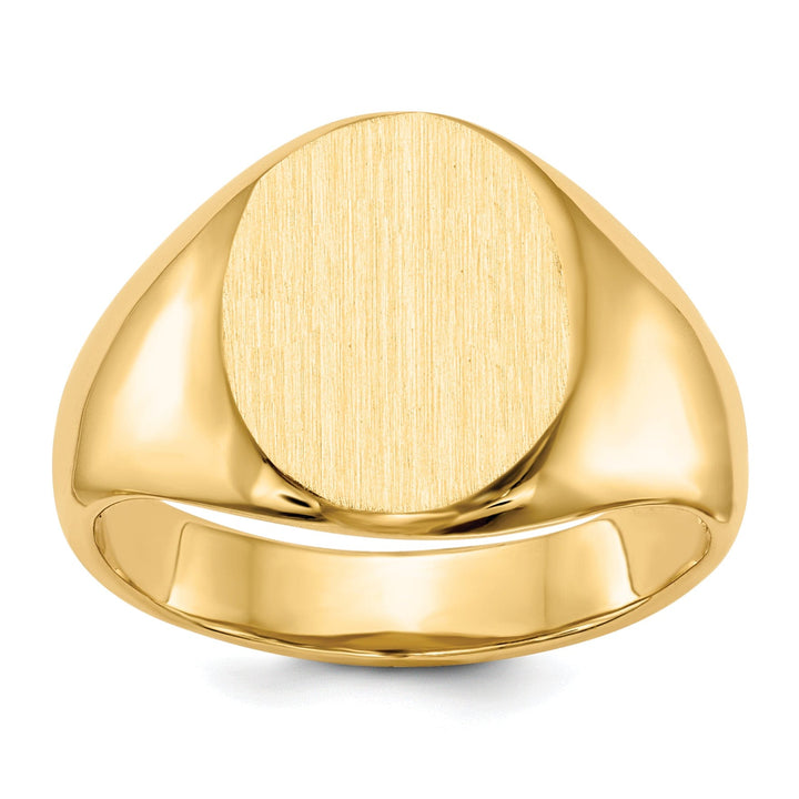 14k Yellow Gold Brushed Solid Polished Signet Ring