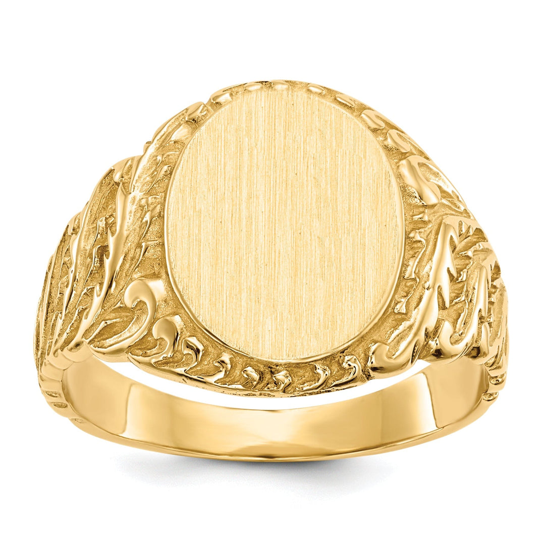 14k Yellow Gold Men's Solid Back Signet Ring