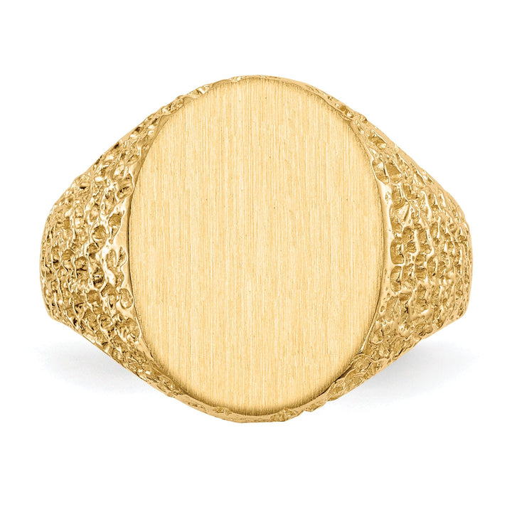 14k Yellow Gold Men's Solid Back Signet Ring