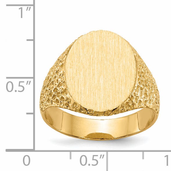 14k Yellow Gold Men's Solid Back Signet Ring