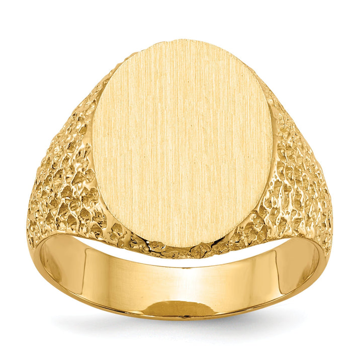 14k Yellow Gold Men's Solid Back Signet Ring