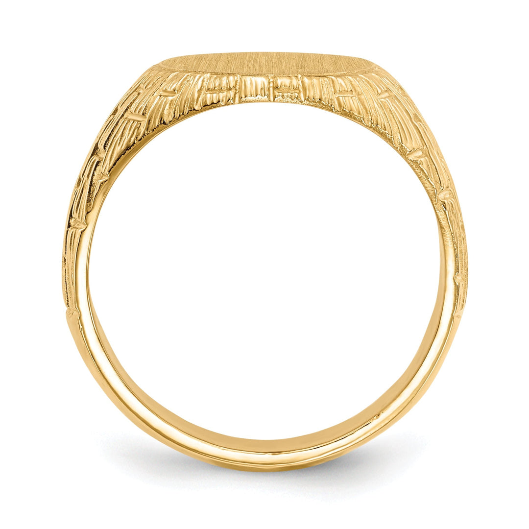 14k Yellow Gold Men's Solid Back Signet Ring