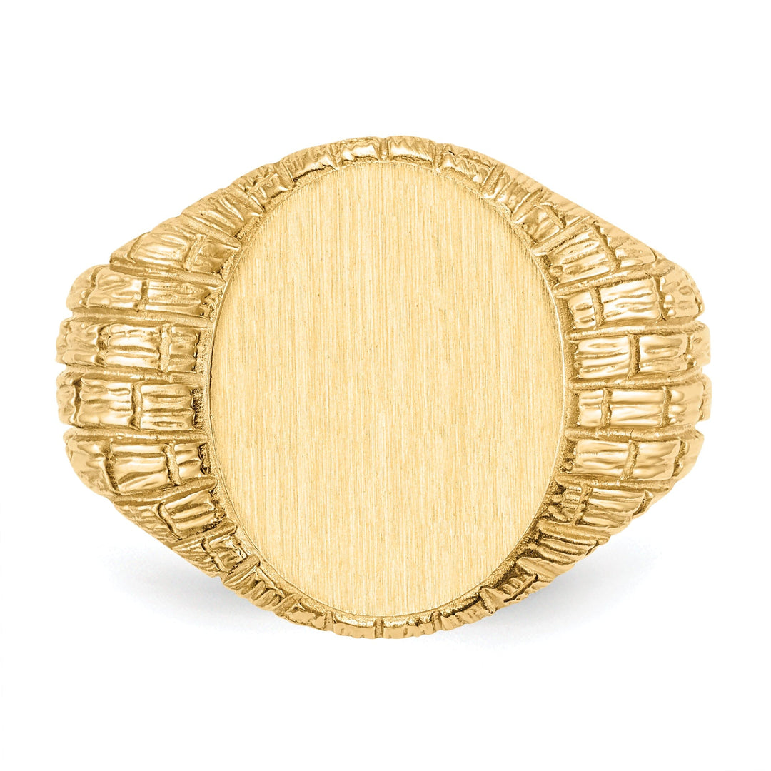 14k Yellow Gold Men's Solid Back Signet Ring