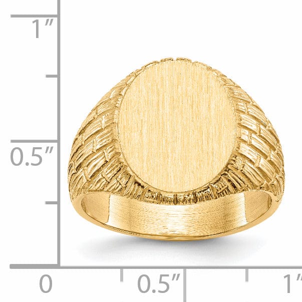 14k Yellow Gold Men's Solid Back Signet Ring