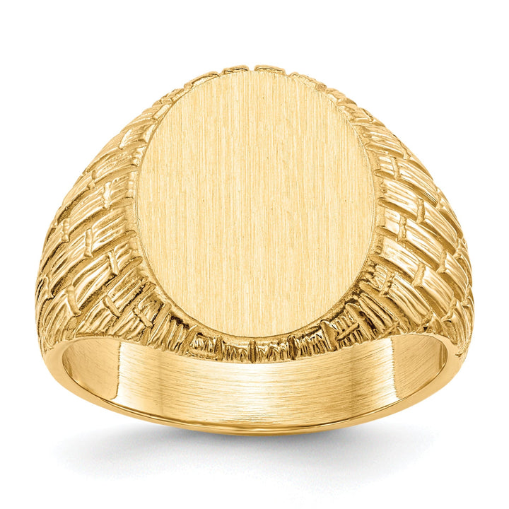 14k Yellow Gold Men's Solid Back Signet Ring