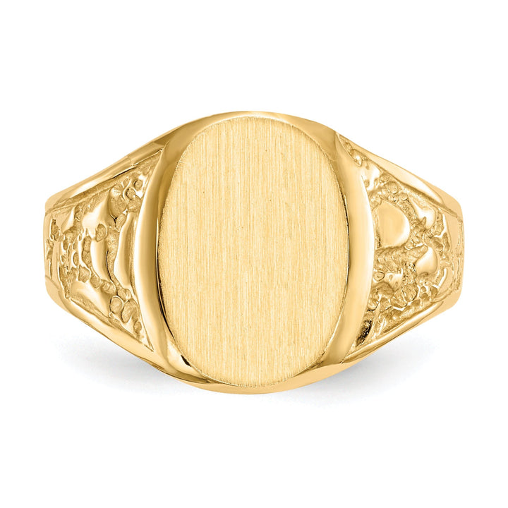 14k Yellow Gold Men's Solid Back Signet Ring