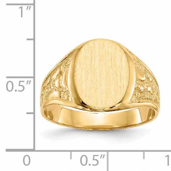 14k Yellow Gold Men's Solid Back Signet Ring