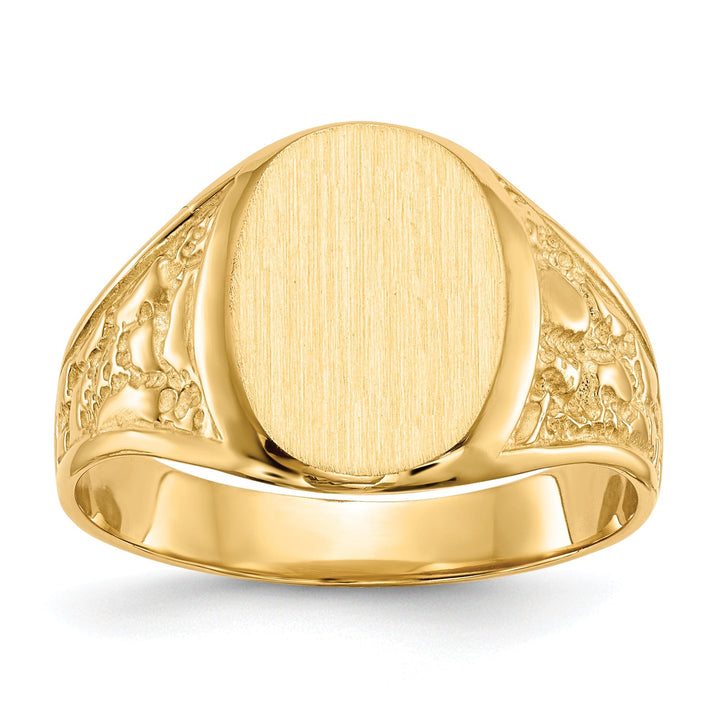 14k Yellow Gold Men's Solid Back Signet Ring