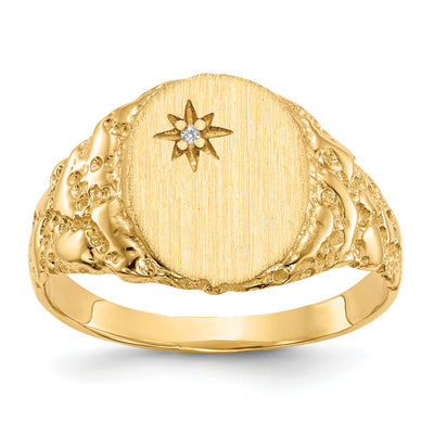 14k Yellow Gold Diamond Women's Burnish Signet Ring at $ 324.48 only from Jewelryshopping.com