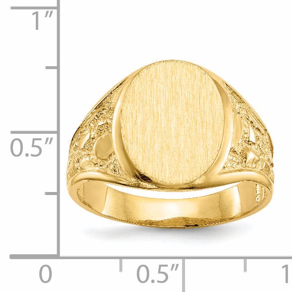 14k Yellow Gold Men's Burnish Signet Ring