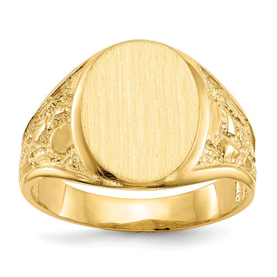 14k Yellow Gold Men's Burnish Signet Ring at $ 395.52 only from Jewelryshopping.com