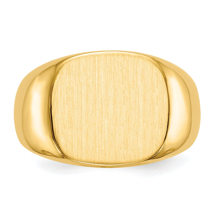 14k Yellow Gold Men's Solid Brushed Signet Ring