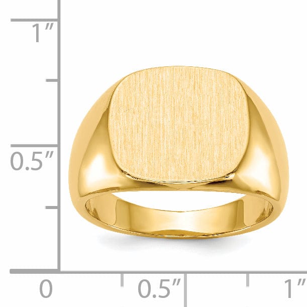 14k Yellow Gold Men's Solid Brushed Signet Ring