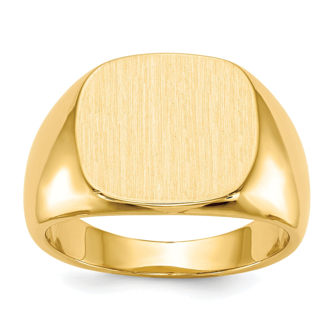 14k Yellow Gold Men's Solid Brushed Signet Ring