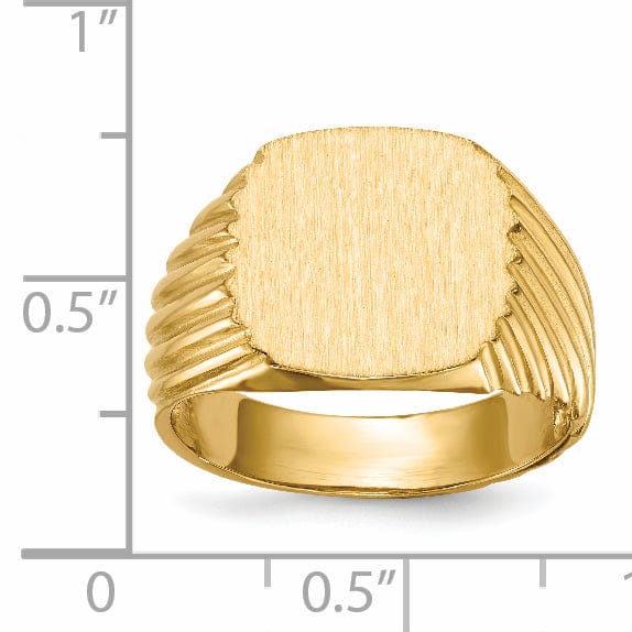 14k Yellow Gold Men's Open Back Signet Ring