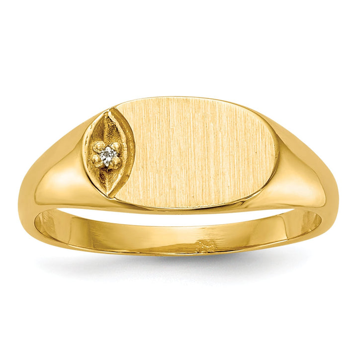 14k Yellow Gold Child's Diamond Signet Ring