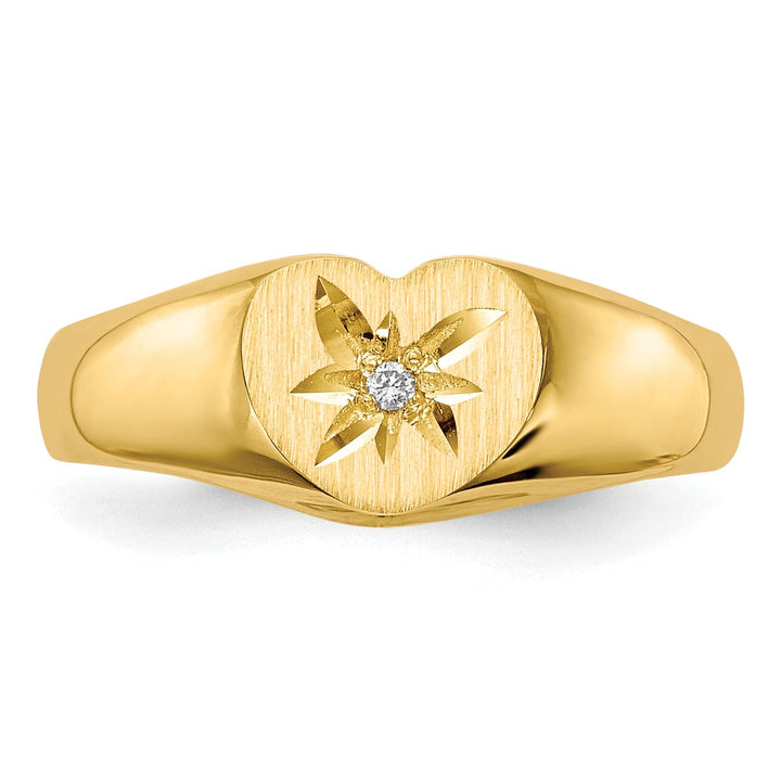14k Yellow Gold Child's Diamond Signet Ring
