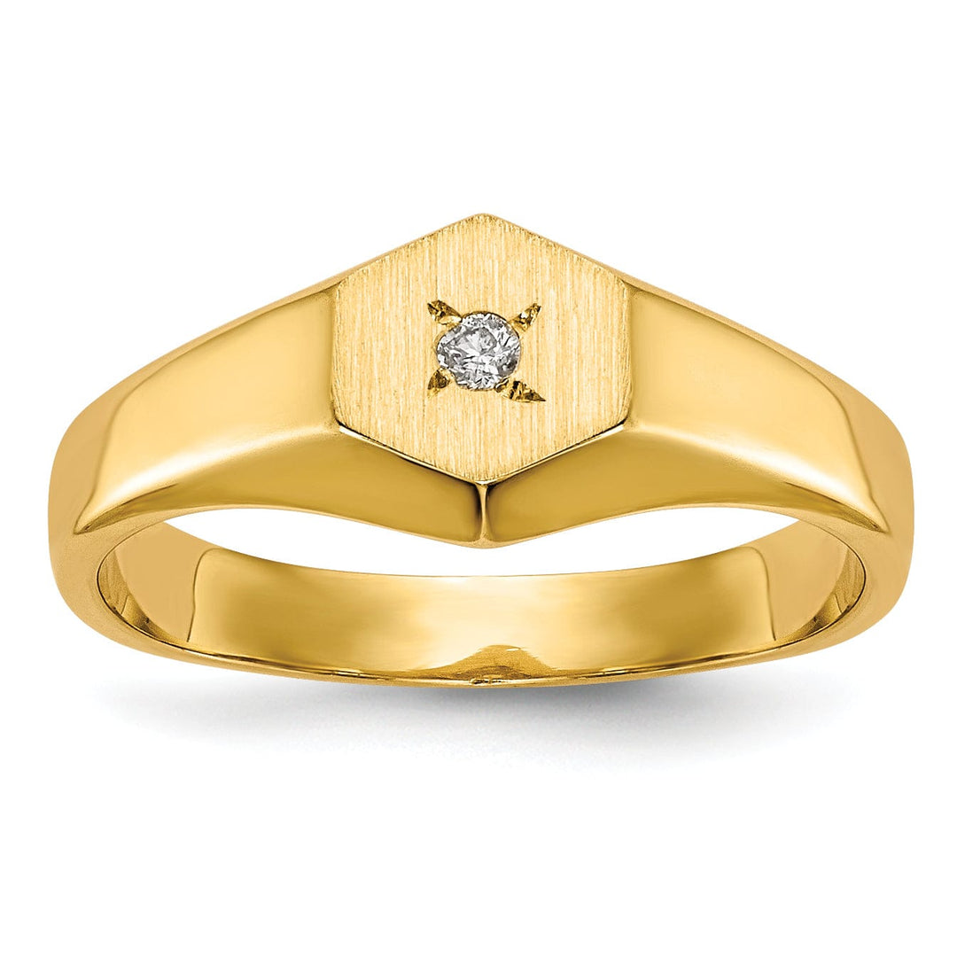 14k Yellow Gold Child's Diamond Signet Ring