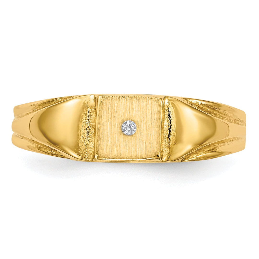 14k Yellow Gold Child's Diamond Signet Ring