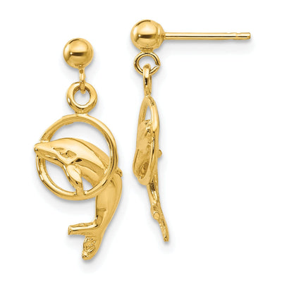 14k Yellow Gold Dolphin Earrings at $ 130.87 only from Jewelryshopping.com