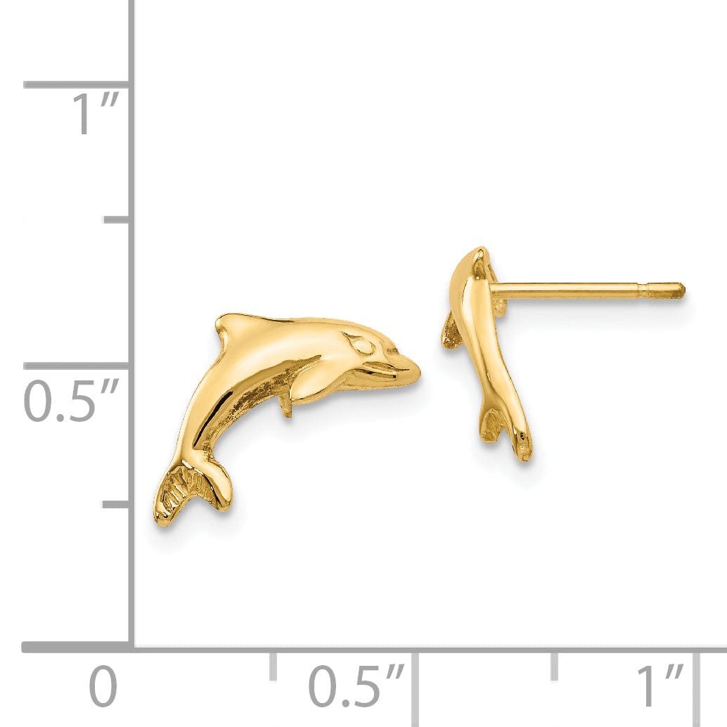 14k Yellow Gold Dolphin Earrings