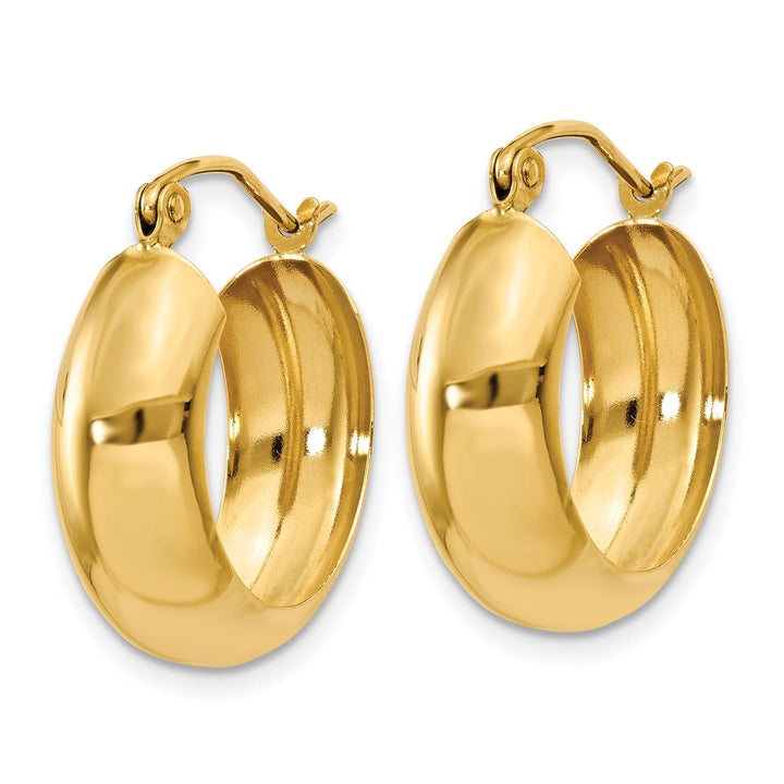 14k Yellow Gold 7MM Wide Hoop Earrings