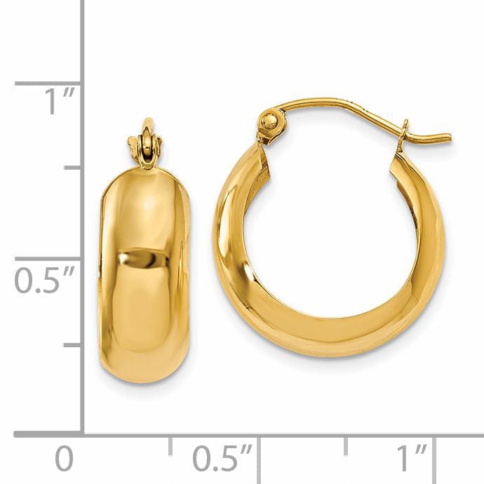 14k Yellow Gold 7MM Wide Hoop Earrings