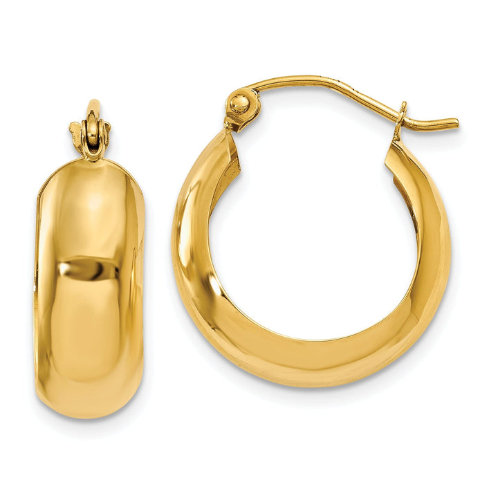 14k Yellow Gold 7MM Wide Hoop Earrings