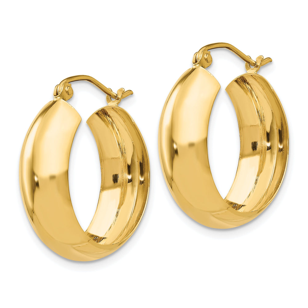 14k Yellow Gold 7MM Wide Hoop Earrings