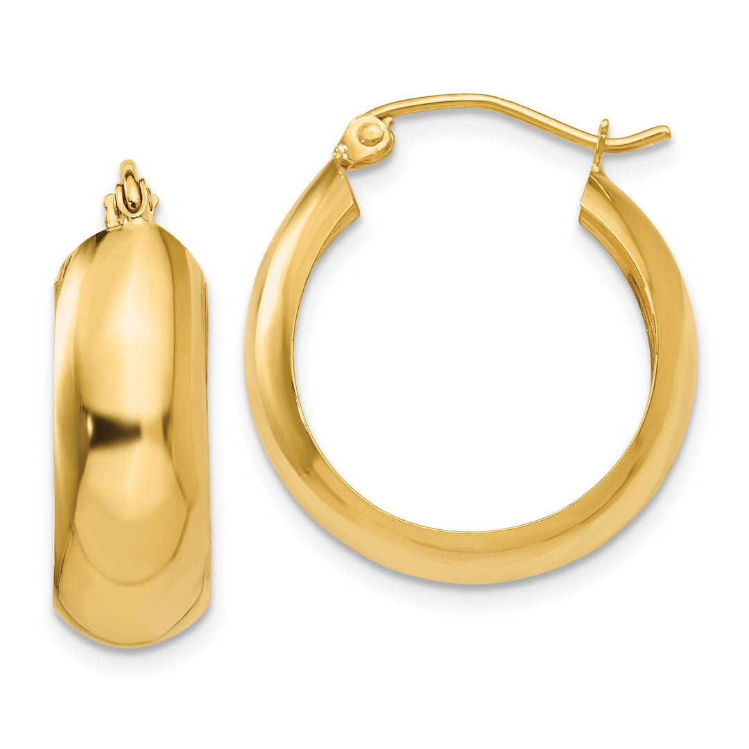 14k Yellow Gold 7MM Wide Hoop Earrings