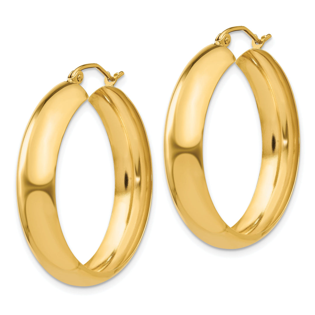 14k Yellow Gold 7MM Wide Hoop Earrings