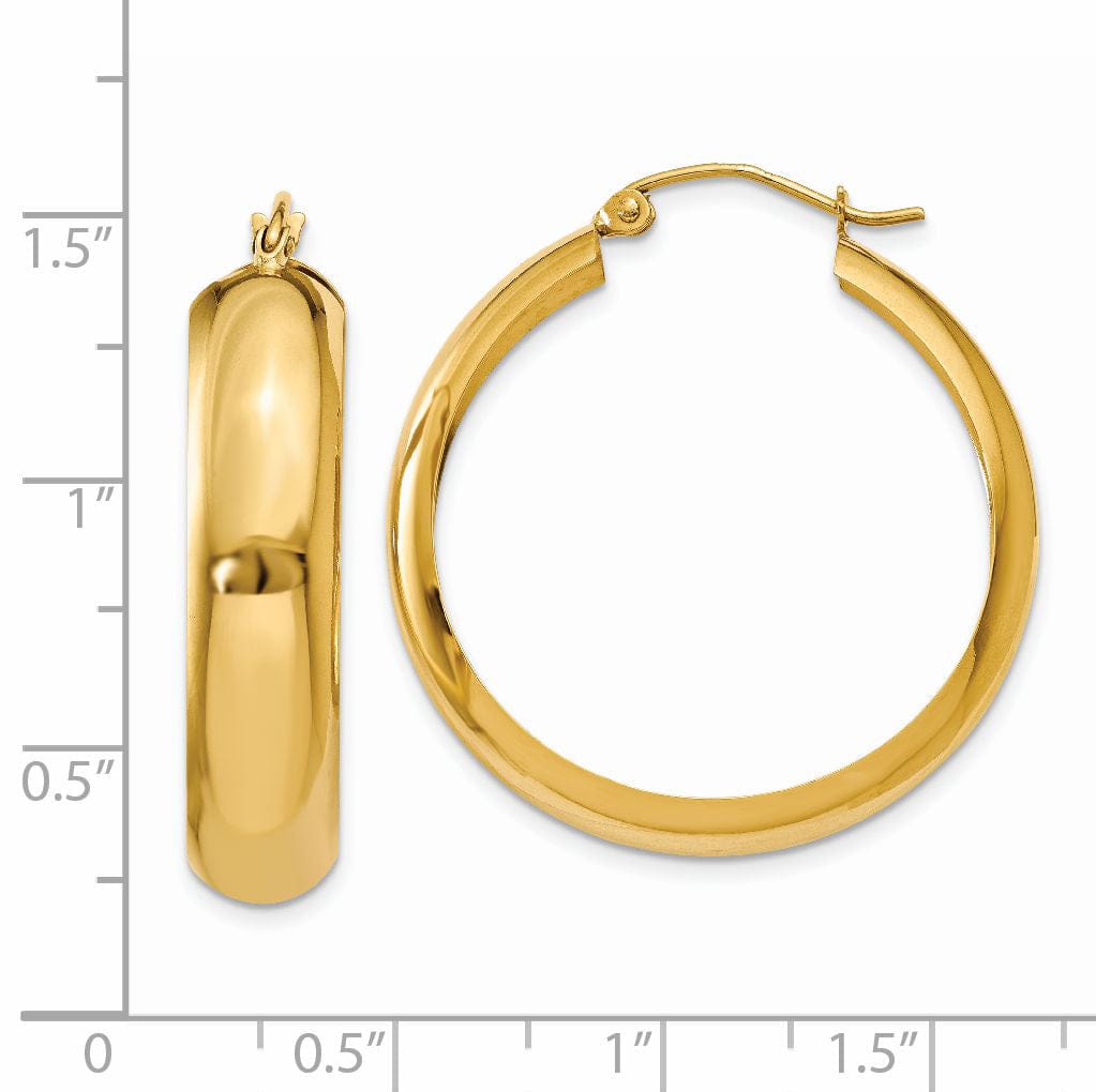 14k Yellow Gold 7MM Wide Hoop Earrings