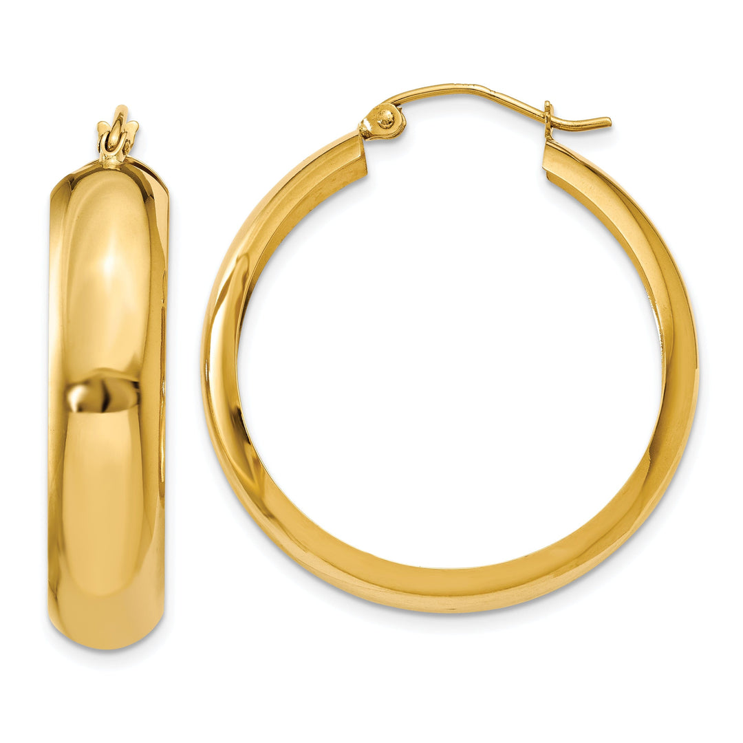 14k Yellow Gold 7MM Wide Hoop Earrings