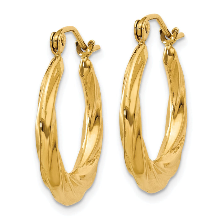 14k Yellow Gold Twisted Hollow Hoop Earrings