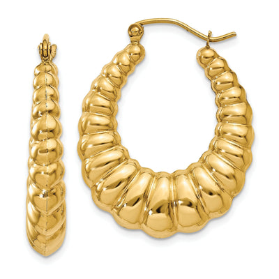 14k Yellow Gold Polished Scalloped Hoop Earrings at $ 300.36 only from Jewelryshopping.com