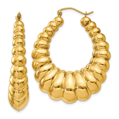 14k Yellow Gold Polished Scalloped Hoop Earrings at $ 602.67 only from Jewelryshopping.com