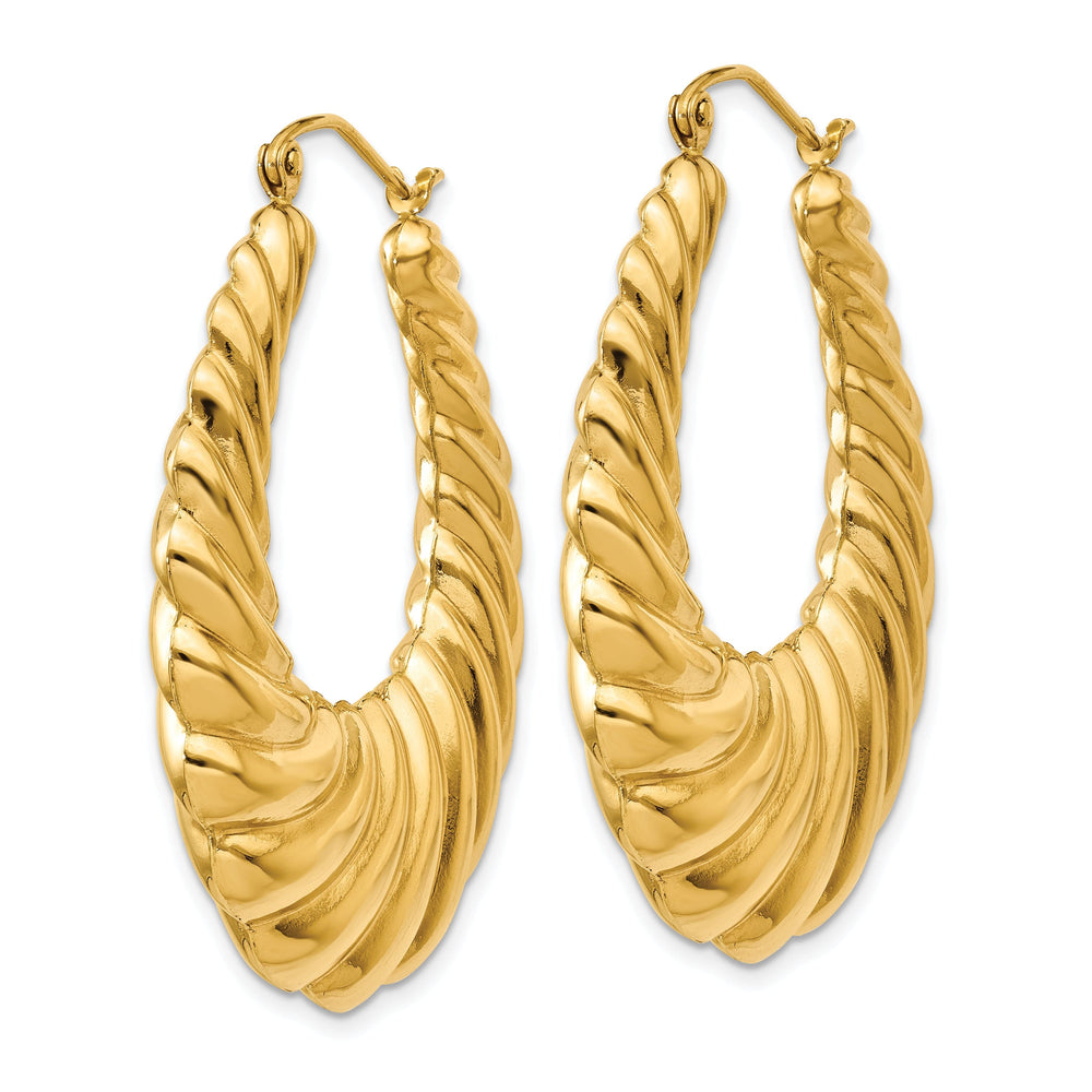 14k Yellow Gold Polished Scalloped Hoop Earrings