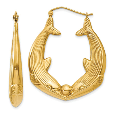 14k Yellow Gold Polished Dolphin Hoop Earrings at $ 446.57 only from Jewelryshopping.com