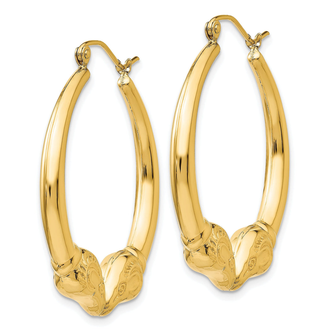 14k Yellow Gold Polished Ram Hoop Earrings