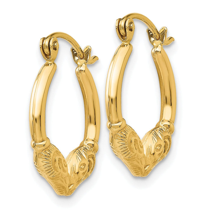 14k Yellow Gold Ram Hoop Earrings