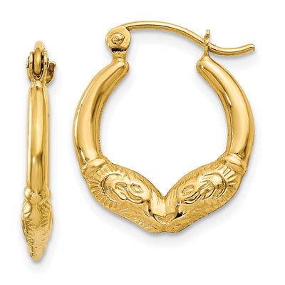 14k Yellow Gold Ram Hoop Earrings at $ 93.86 only from Jewelryshopping.com