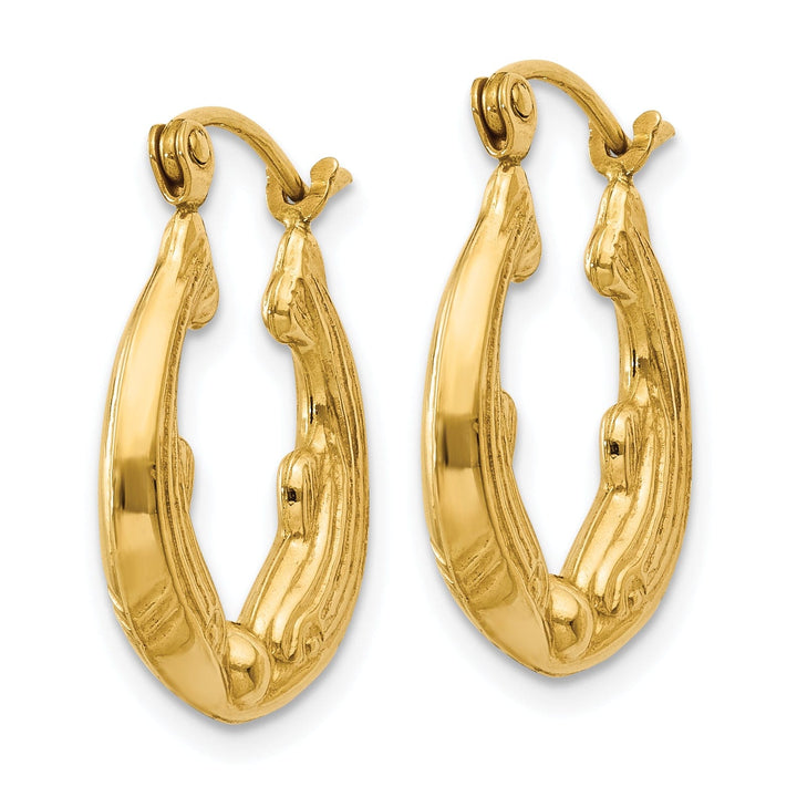 14k Yellow Gold Dolphin Hoop Earrings