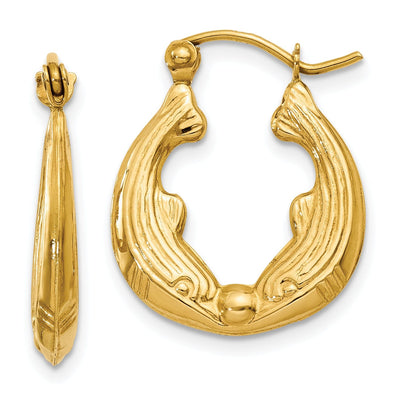 14k Yellow Gold Dolphin Hoop Earrings at $ 115.6 only from Jewelryshopping.com