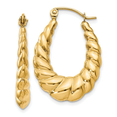 14k Yellow Gold Scalloped Twisted Hoop Earrings at $ 172.89 only from Jewelryshopping.com